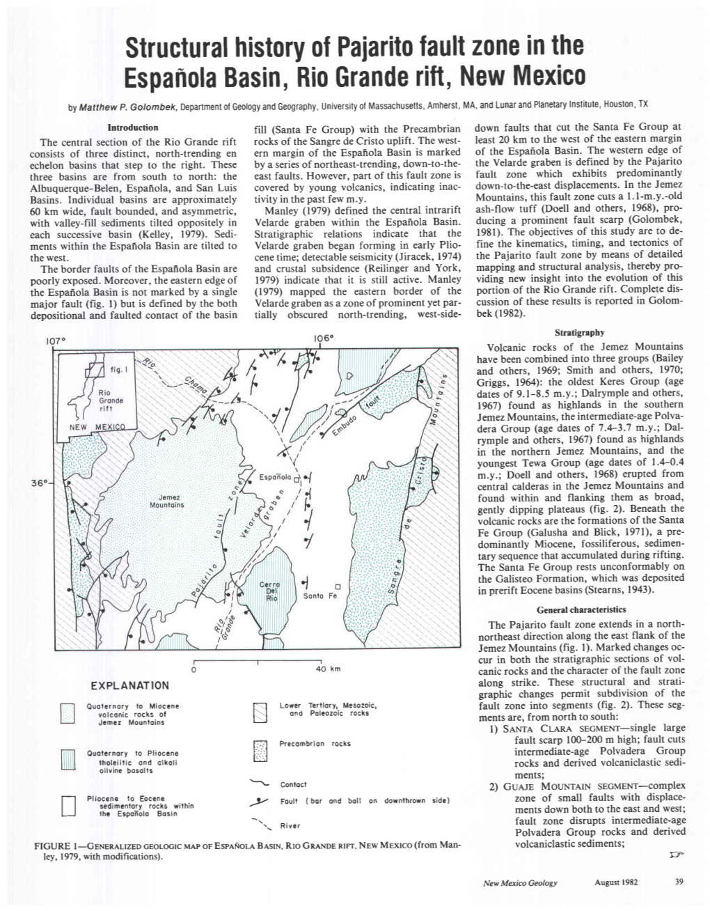 Structural History of Pajarito Fault Zone in the Espanola Basin, Rio Grande