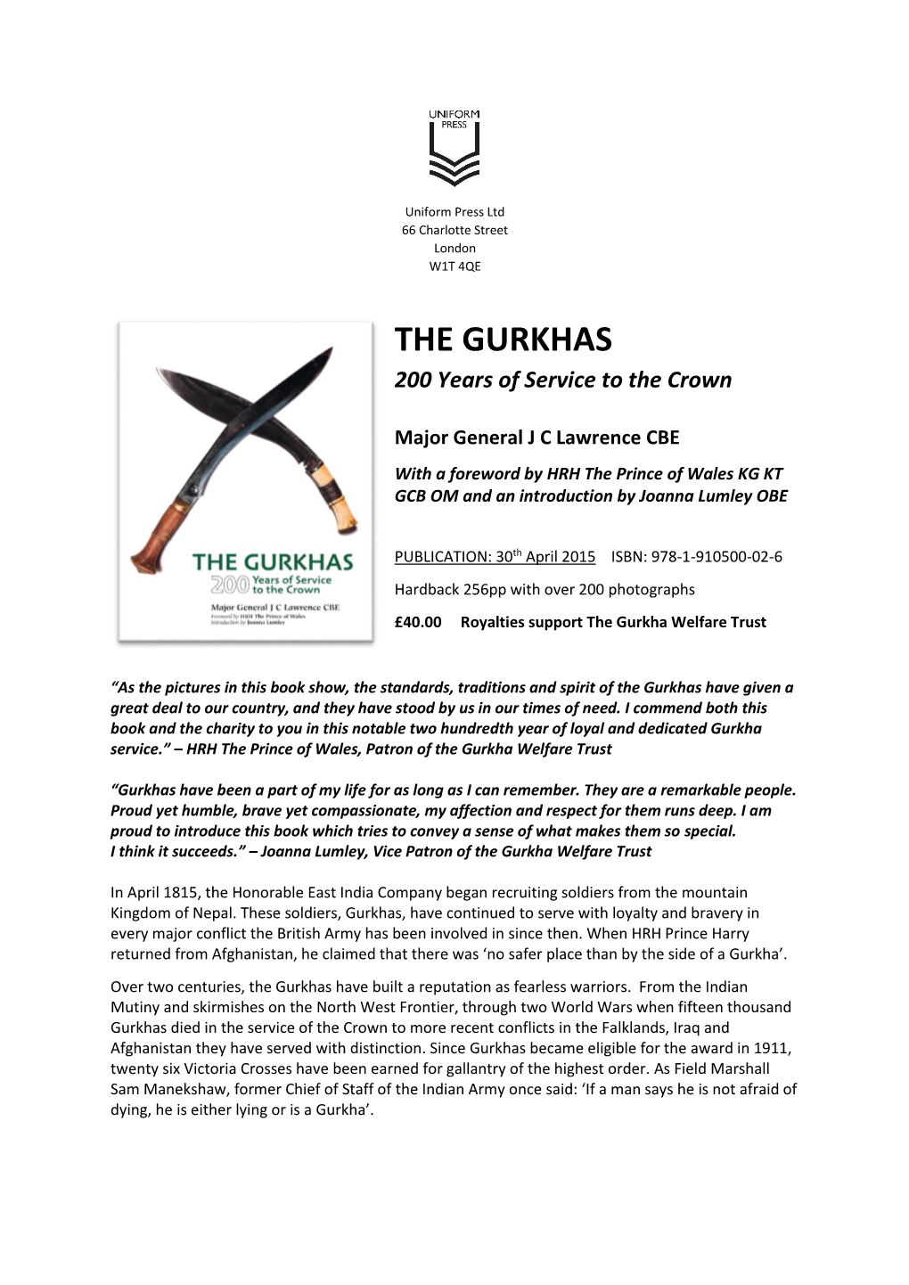 THE GURKHAS 200 Years of Service to the Crown