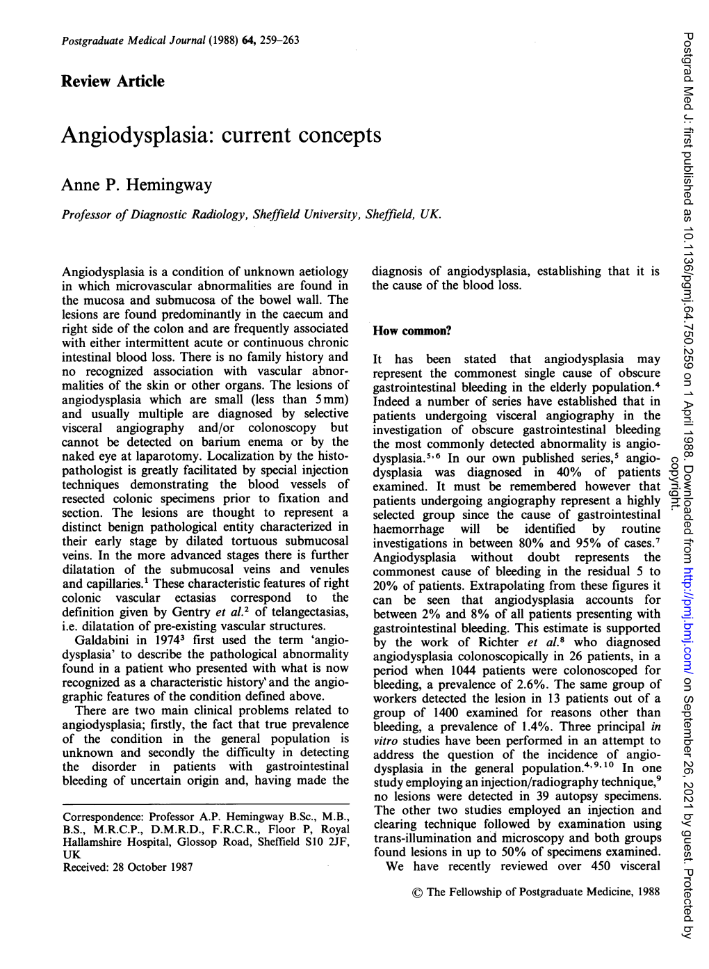 Angiodysplasia: Current Concepts