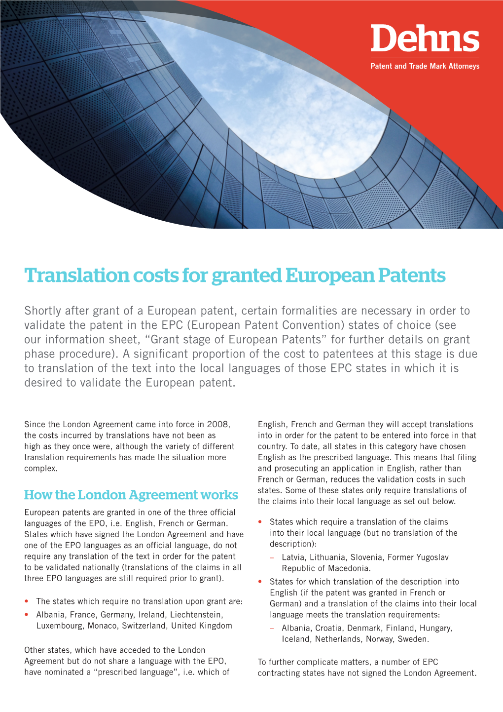 Translation Costs for Granted European Patents