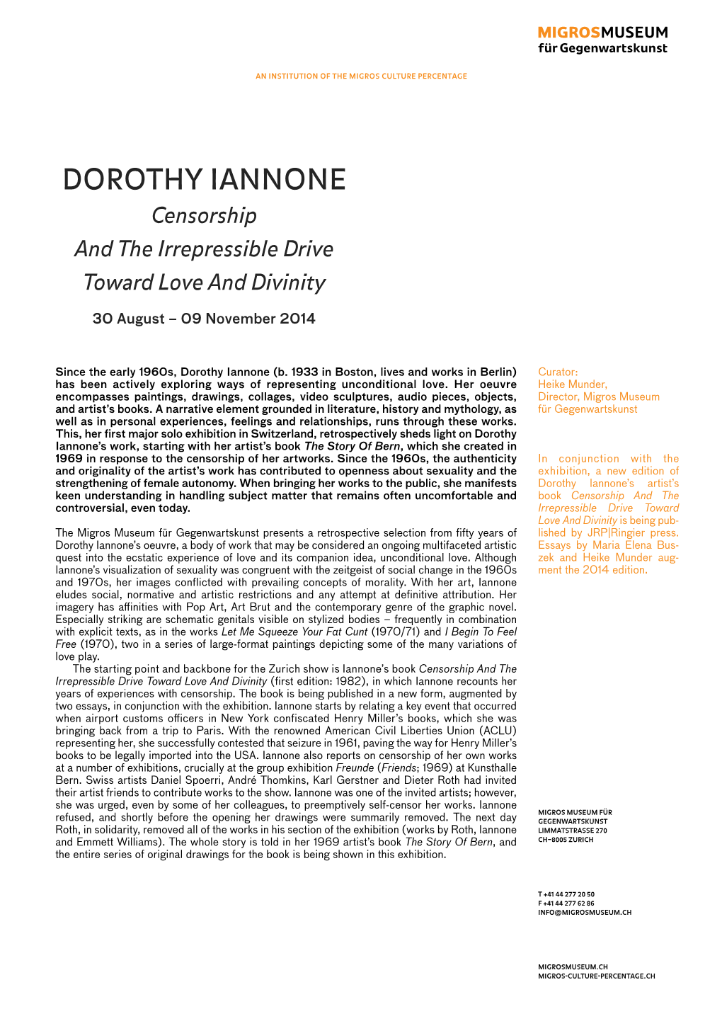 Dorothy Iannone Censorship and the Irrepressible Drive Toward Love and Divinity