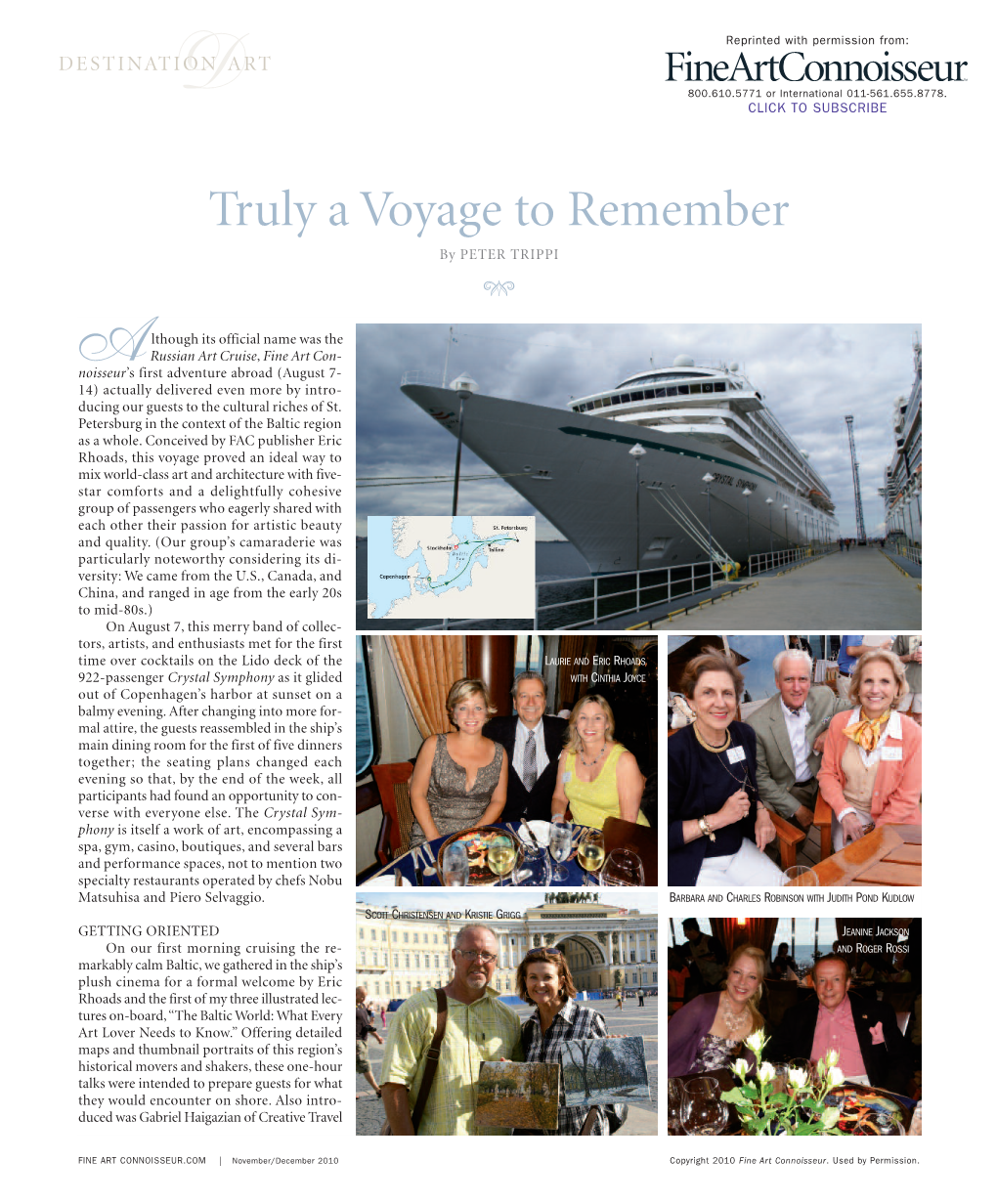 Truly a Voyage to Remember by PETER TRIPPI GH