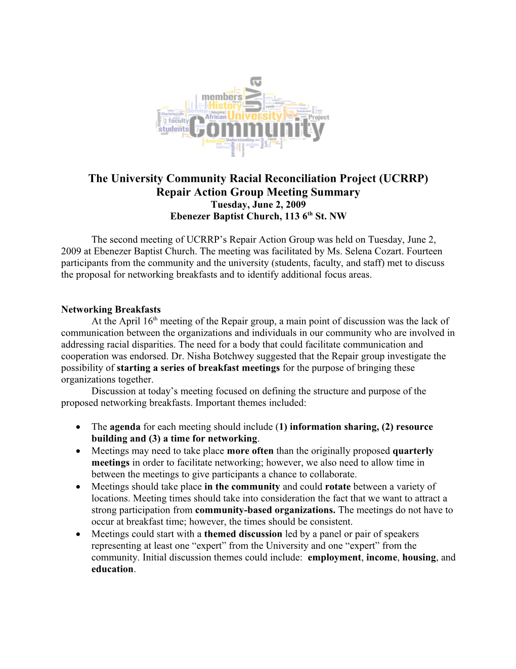 The University Community Racial Reconciliation Project (UCRRP)