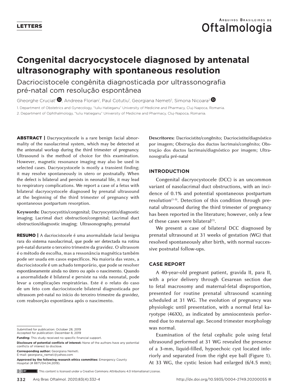 Congenital Dacryocystocele Diagnosed by Antenatal