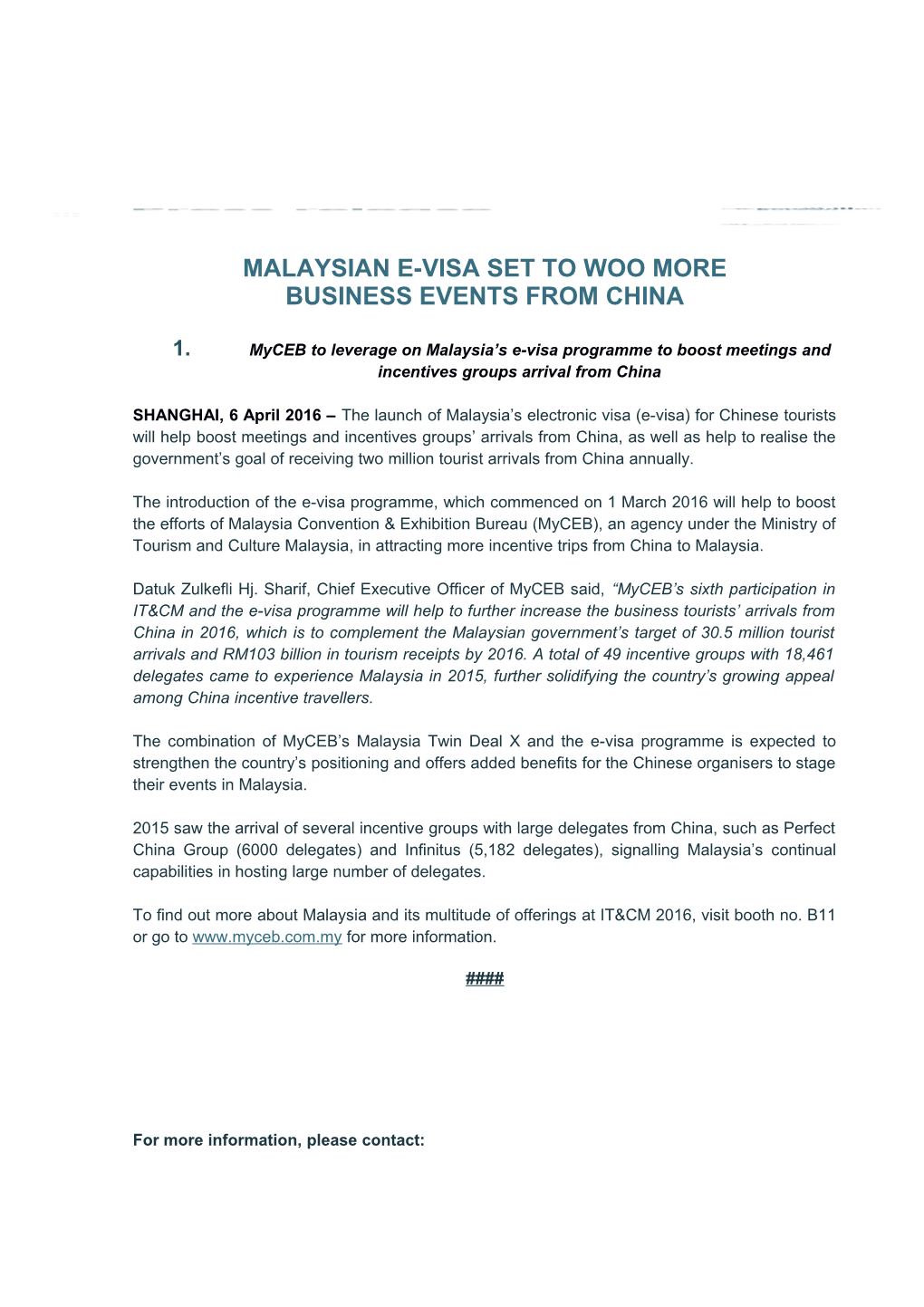 Malaysian E-Visa Set to Woo More