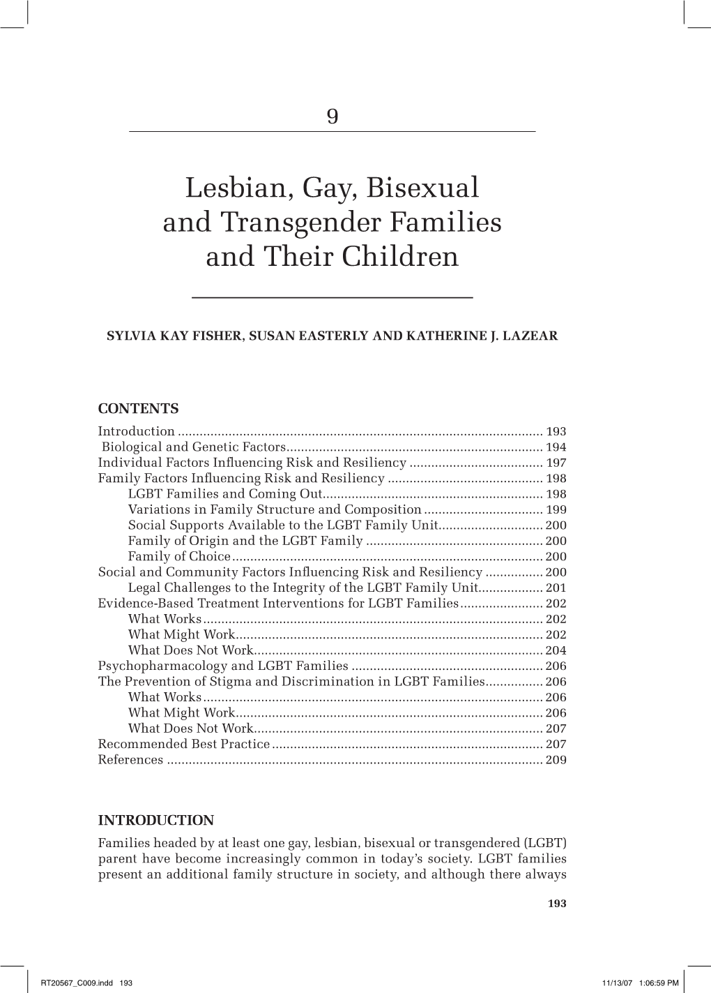 Lesbian, Gay, Bisexual and Transgender Families and Their Children