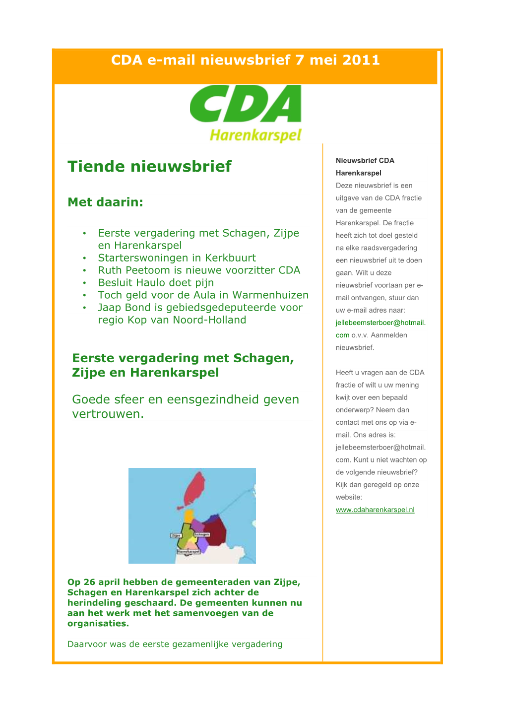 CDA 10E Nieuwsbrief