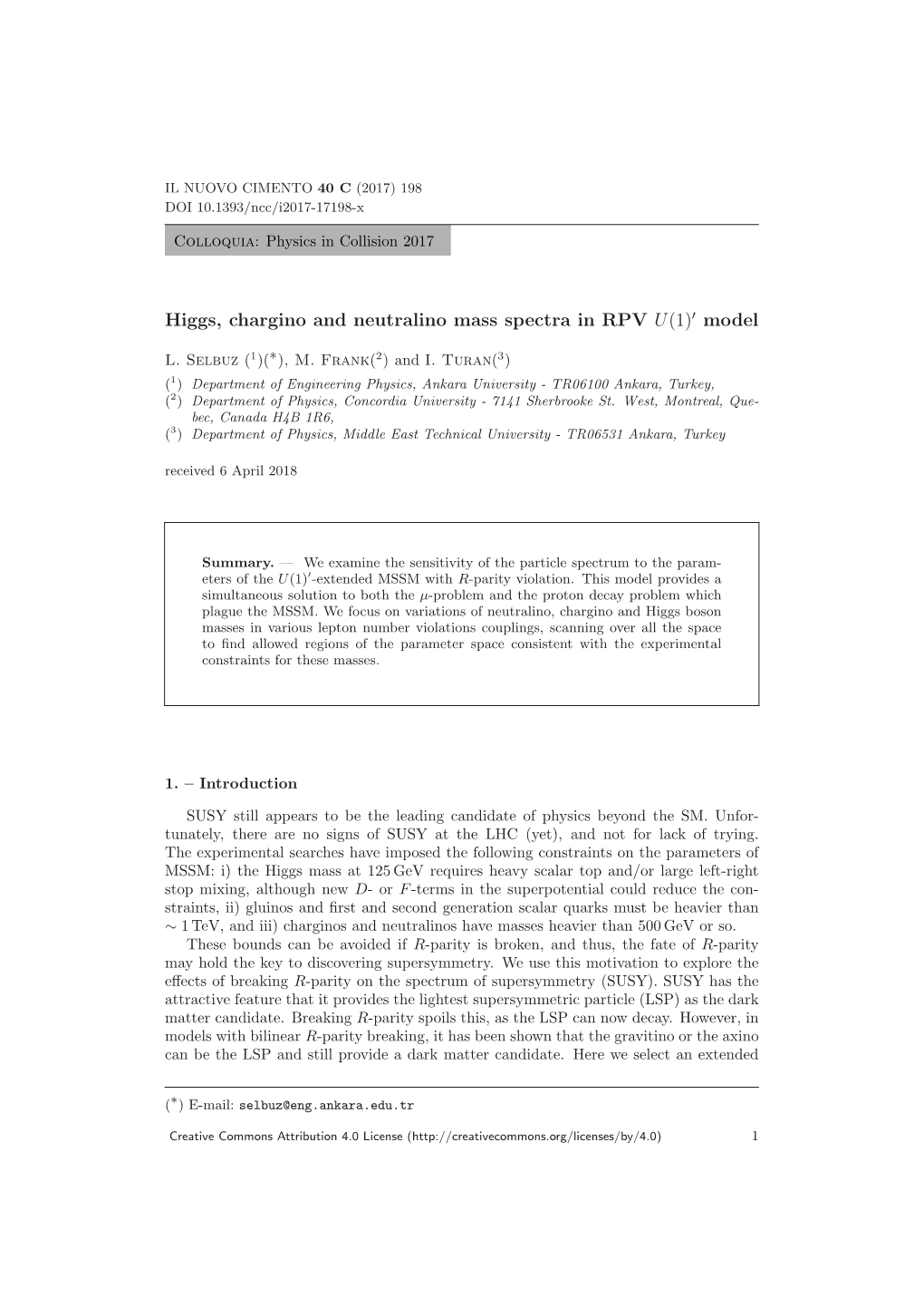 Higgs, Chargino and Neutralino Mass Spectra in RPV U(1) Model