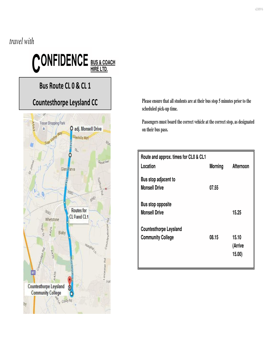 Travel with Bus Route CL 0 & CL 1 Countesthorpe Leysland CC