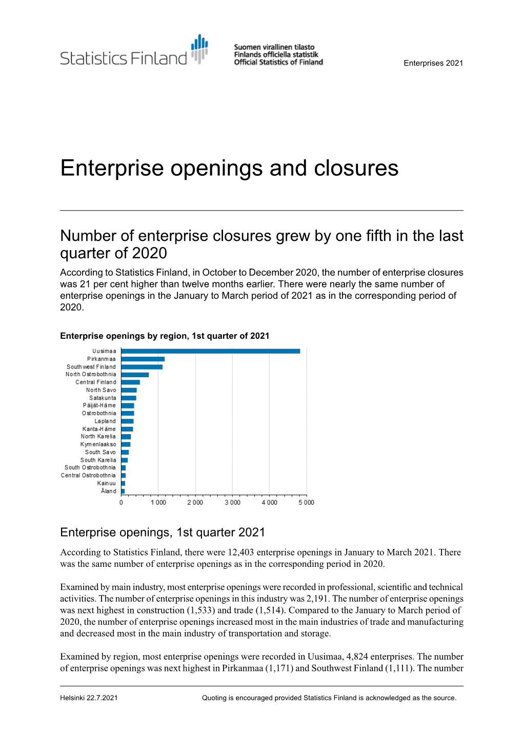 Enterprise Openings and Closures