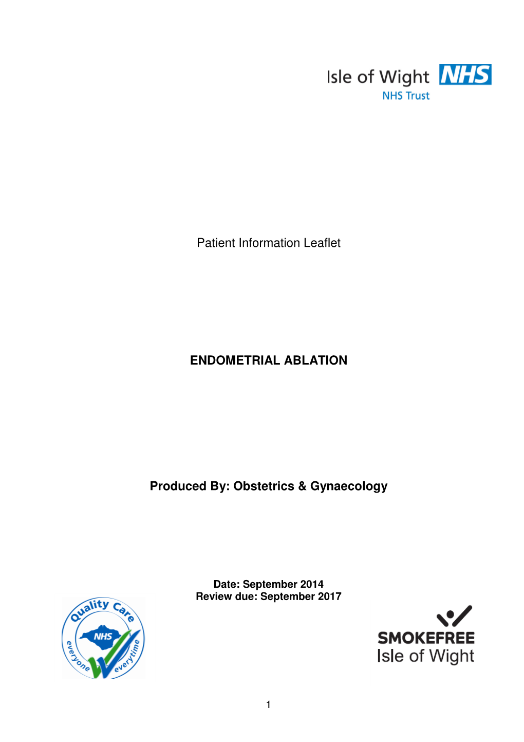 Patient Information Leaflet ENDOMETRIAL ABLATION