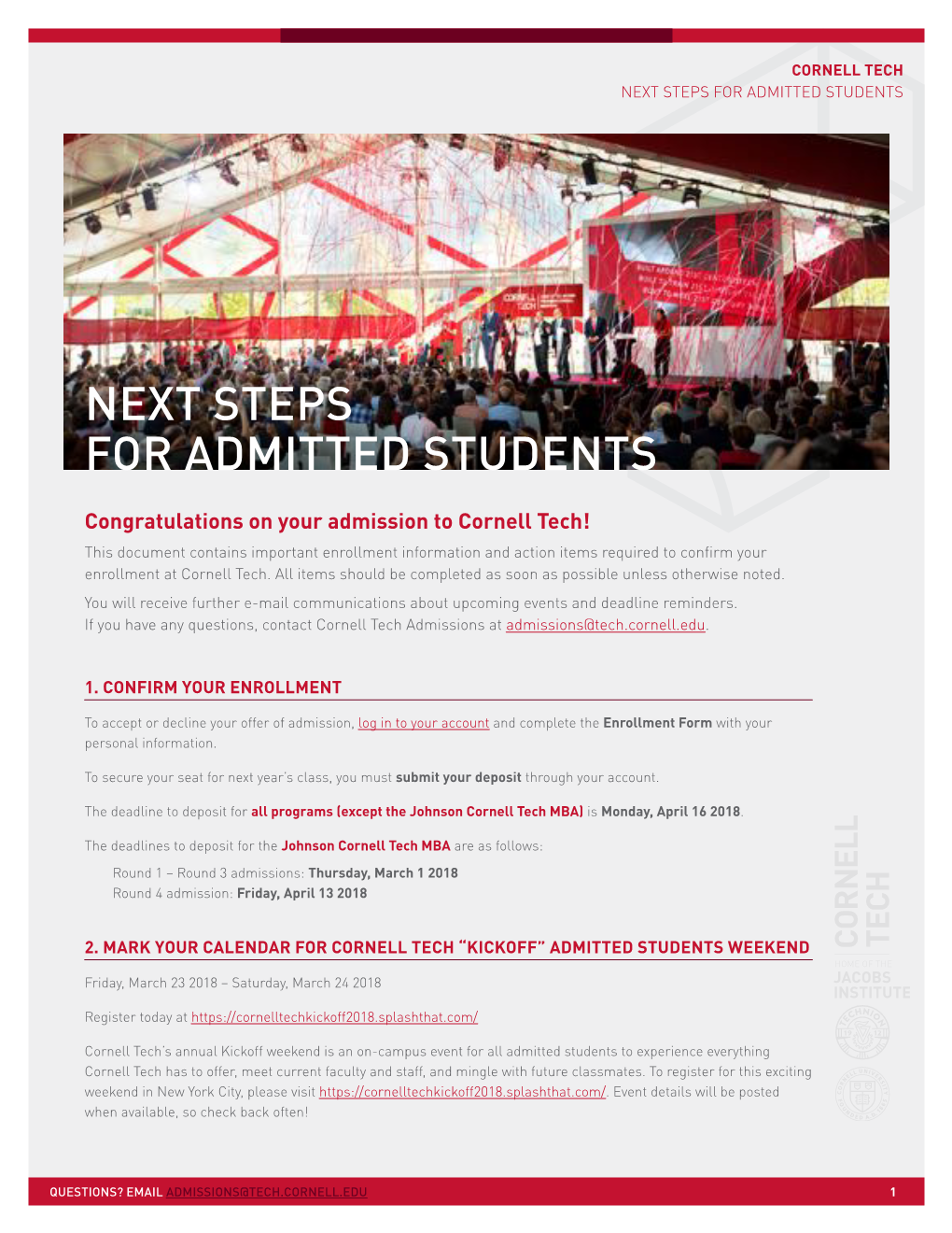 Next Steps for Admitted Students