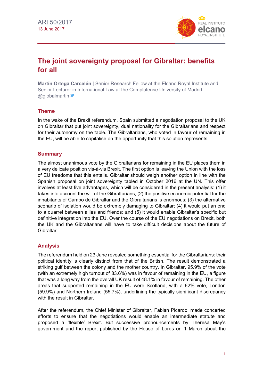 The Joint Sovereignty Proposal for Gibraltar: Benefits for All
