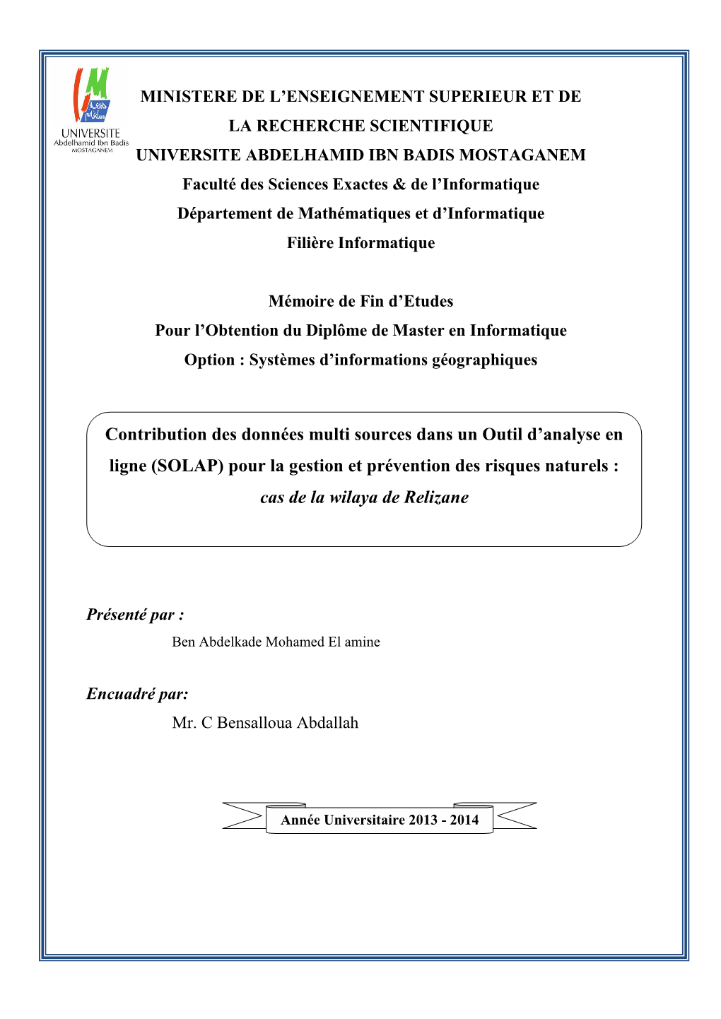 Contribution Des Données Multi Sources Dans Un Outil D'analyse En