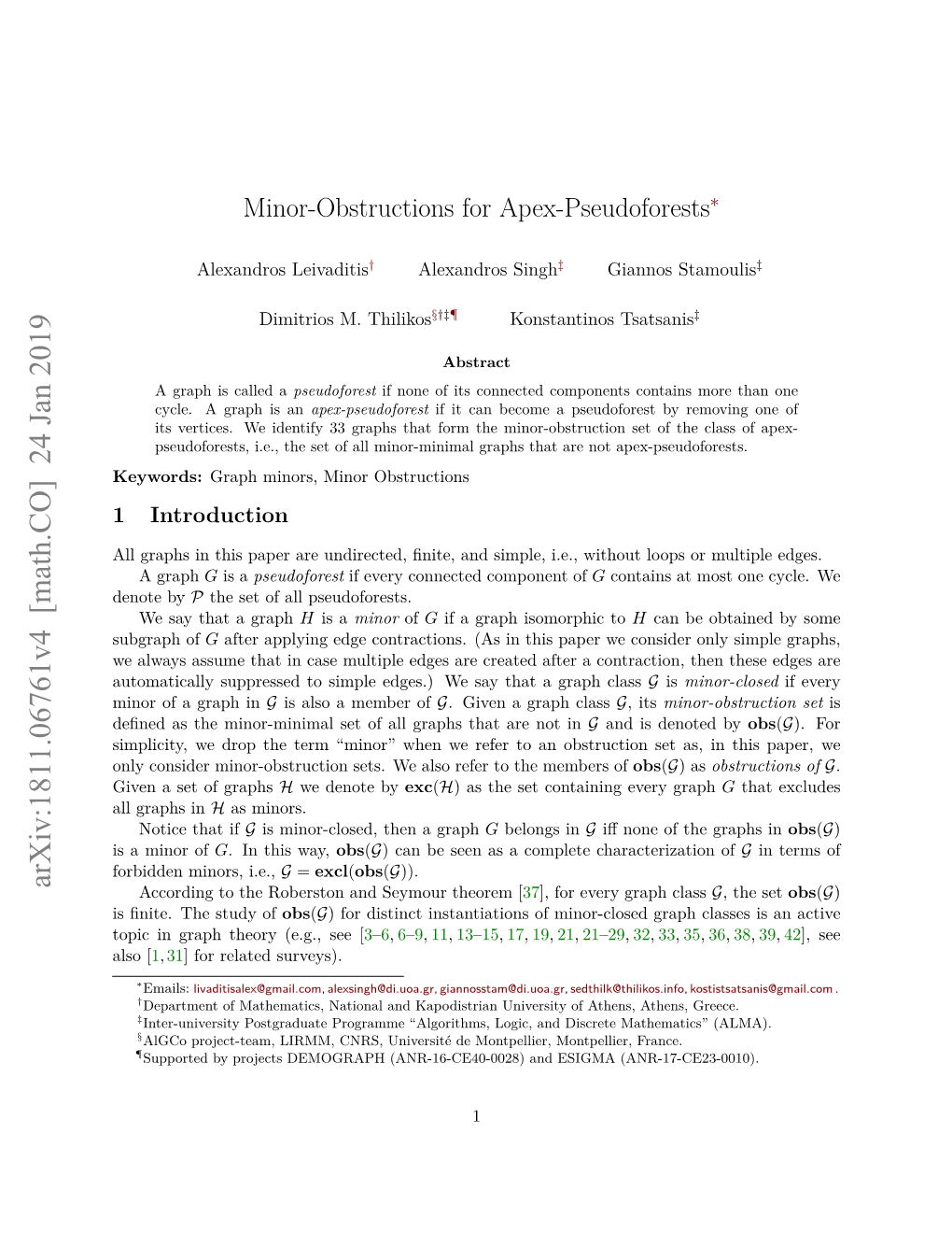 Minor-Obstructions for Apex Pseudoforests