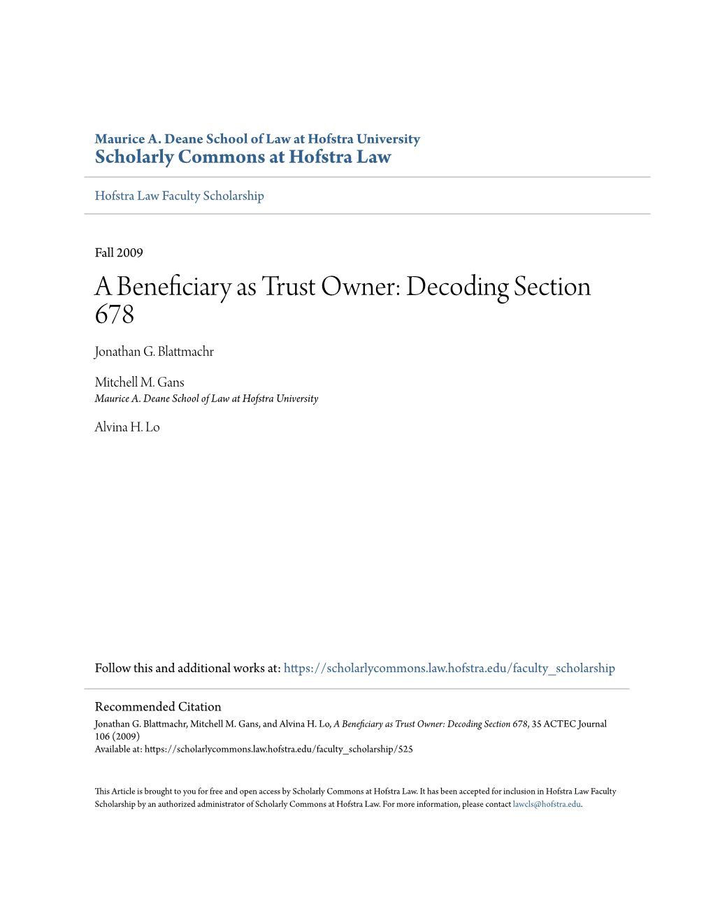 A Beneficiary As Trust Owner: Decoding Section 678 Jonathan G