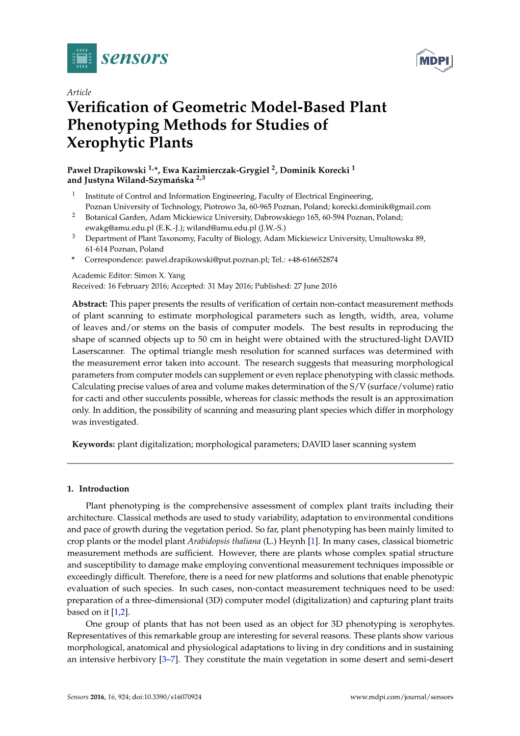 Verification of Geometric Model-Based Plant Phenotyping