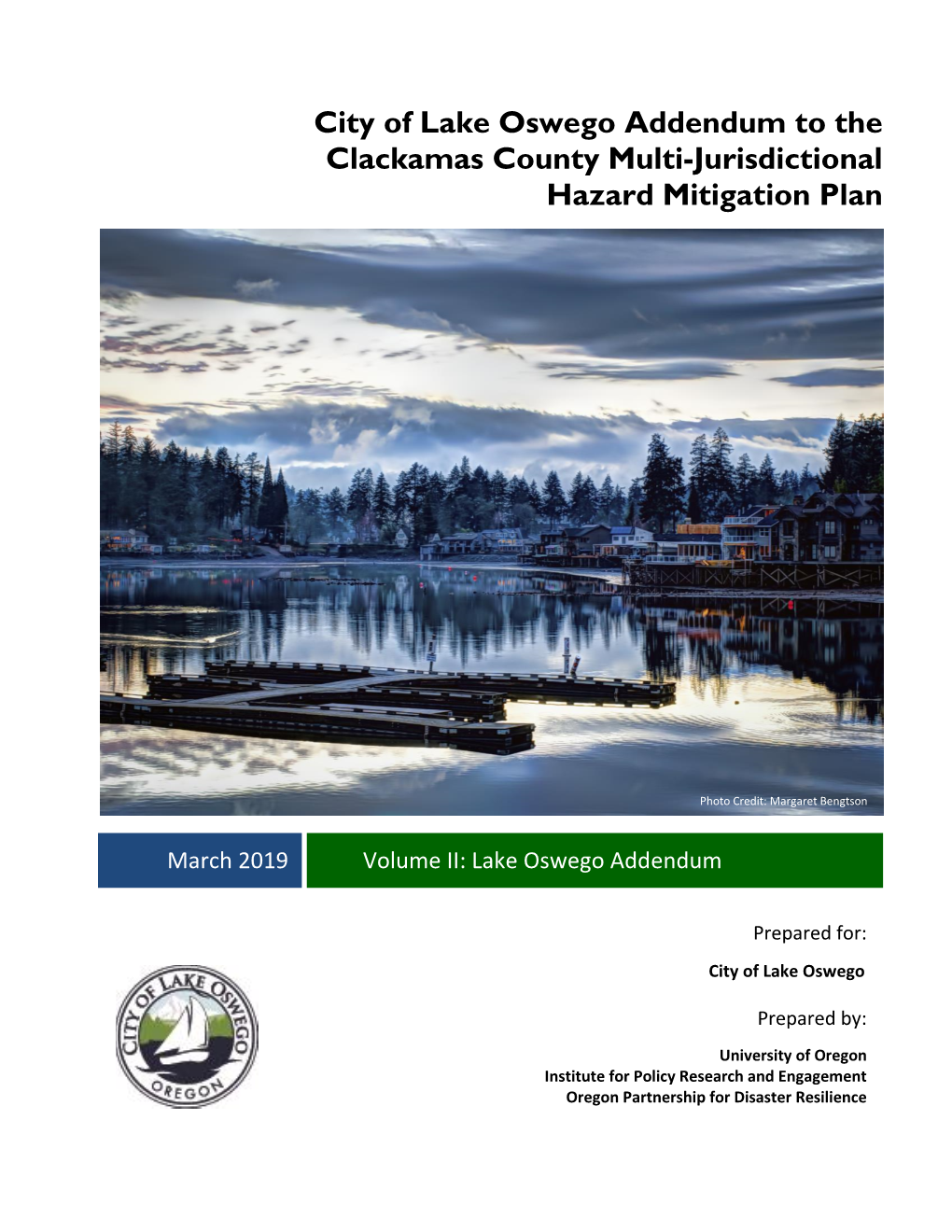 City of Lake Oswego Addendum to the Clackamas County Multi-Jurisdictional Hazard Mitigation Plan