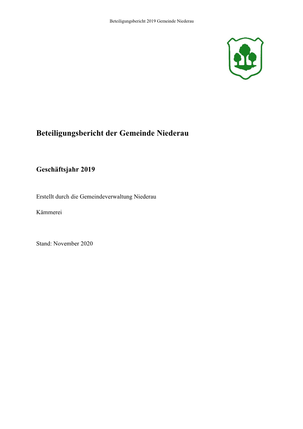 Beteiligungsbericht Der Gemeinde Niederau