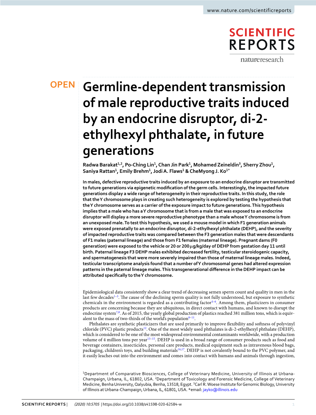 Germline-Dependent Transmission of Male Reproductive Traits Induced By