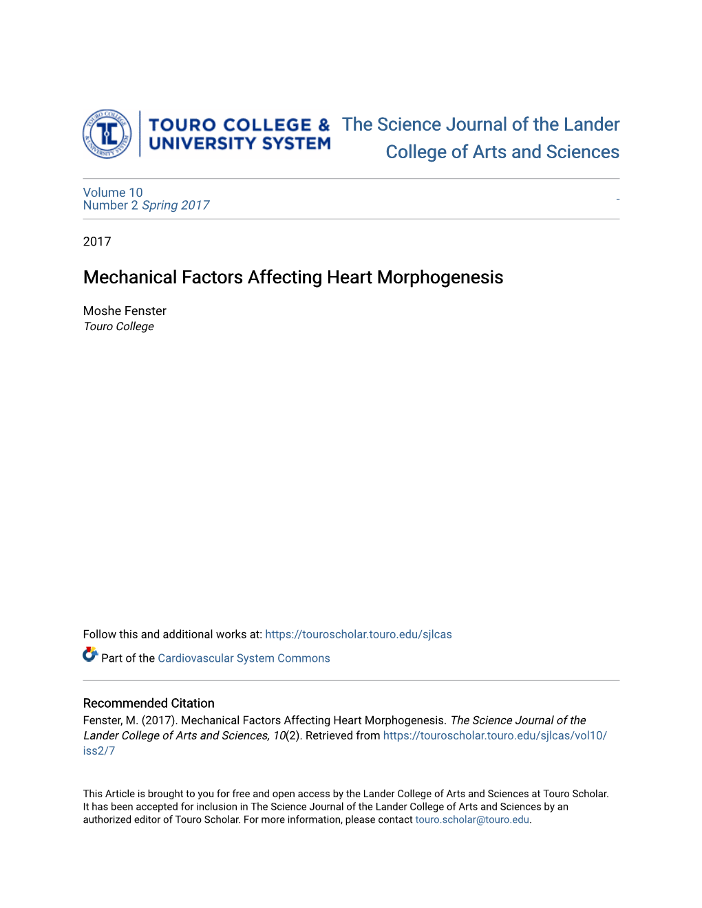 Mechanical Factors Affecting Heart Morphogenesis