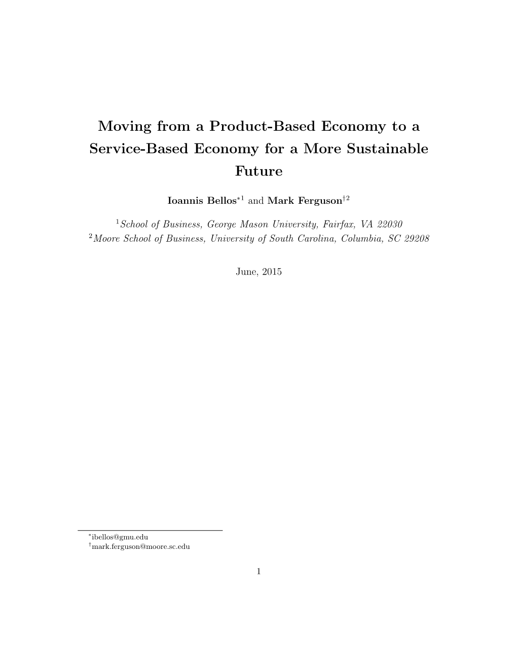 Moving from a Product-Based Economy to a Service-Based Economy for a More Sustainable Future