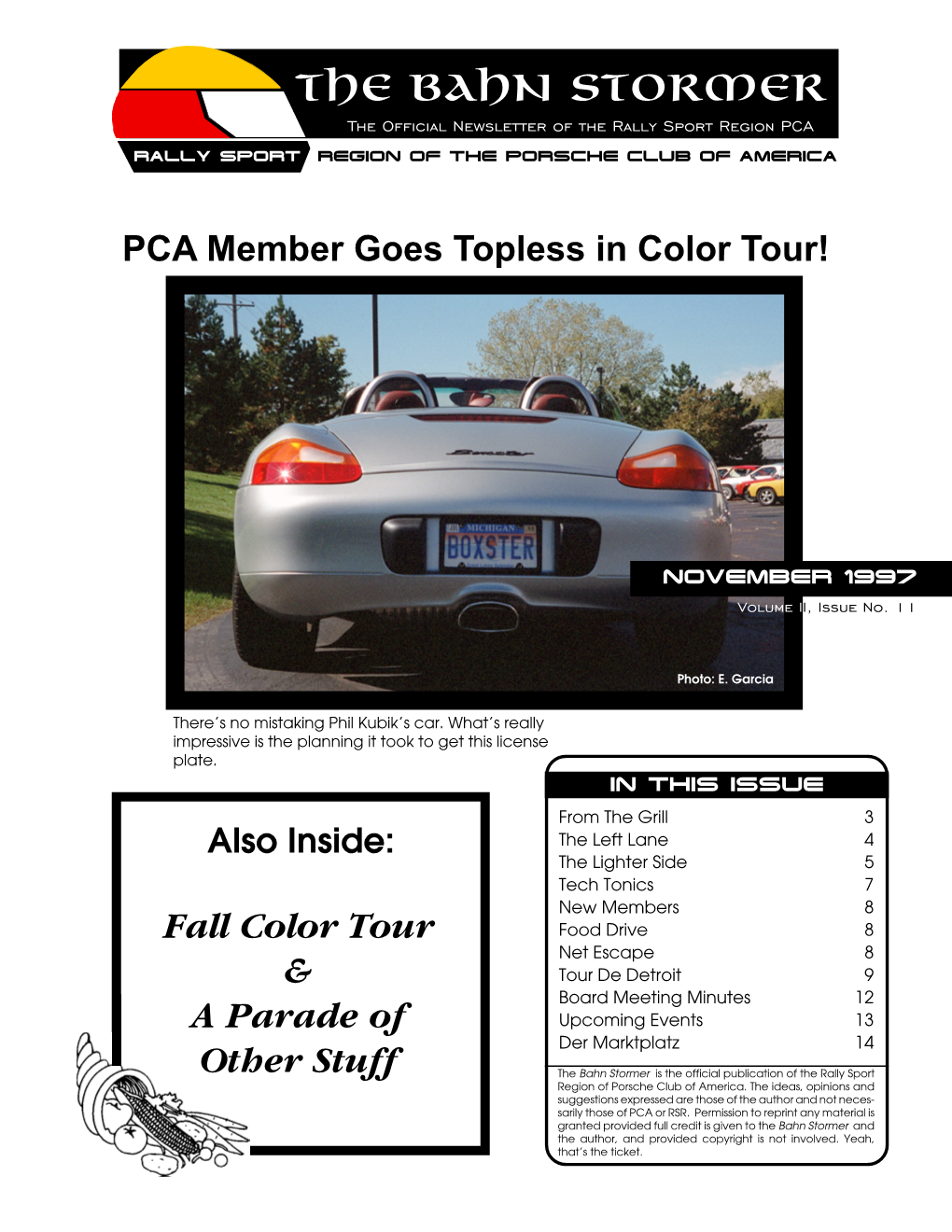 The Bahn Stormer the Official Newsletter of the Rally Sport Region PCA