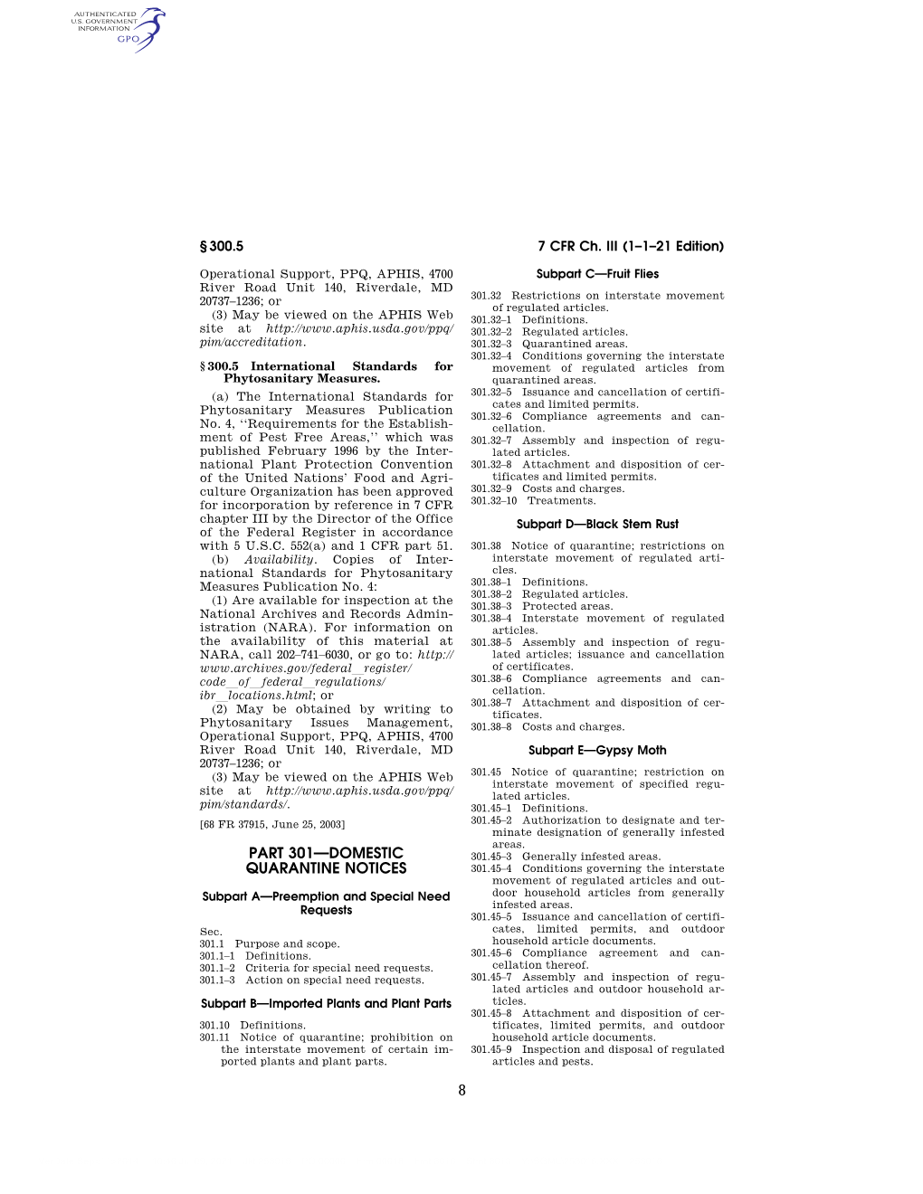 Animal and Plant Health Inspection Service, USDA § 301.81–3