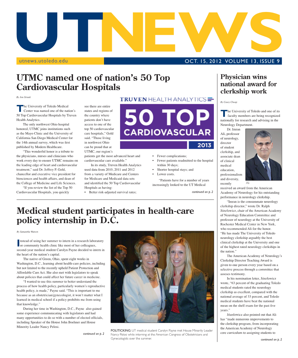 UTMC Named One of Nation's 50 Top Cardiovascular Hospitals Medical