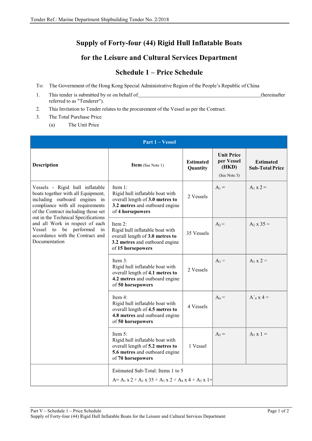 Marine Department Shipbuilding Tender No. 2/2018 Part 5