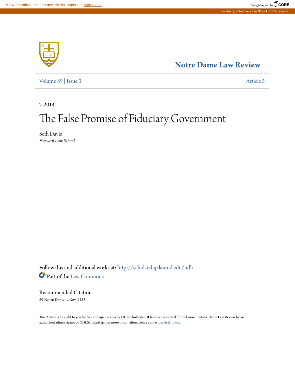 The False Promise of Fiduciary Government