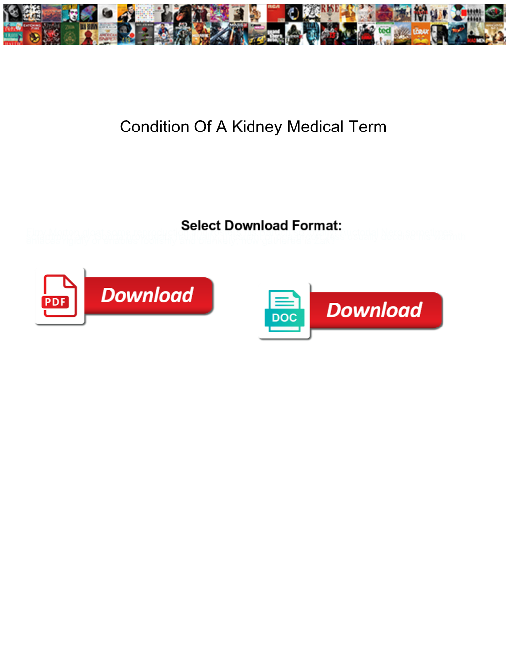 Condition of a Kidney Medical Term