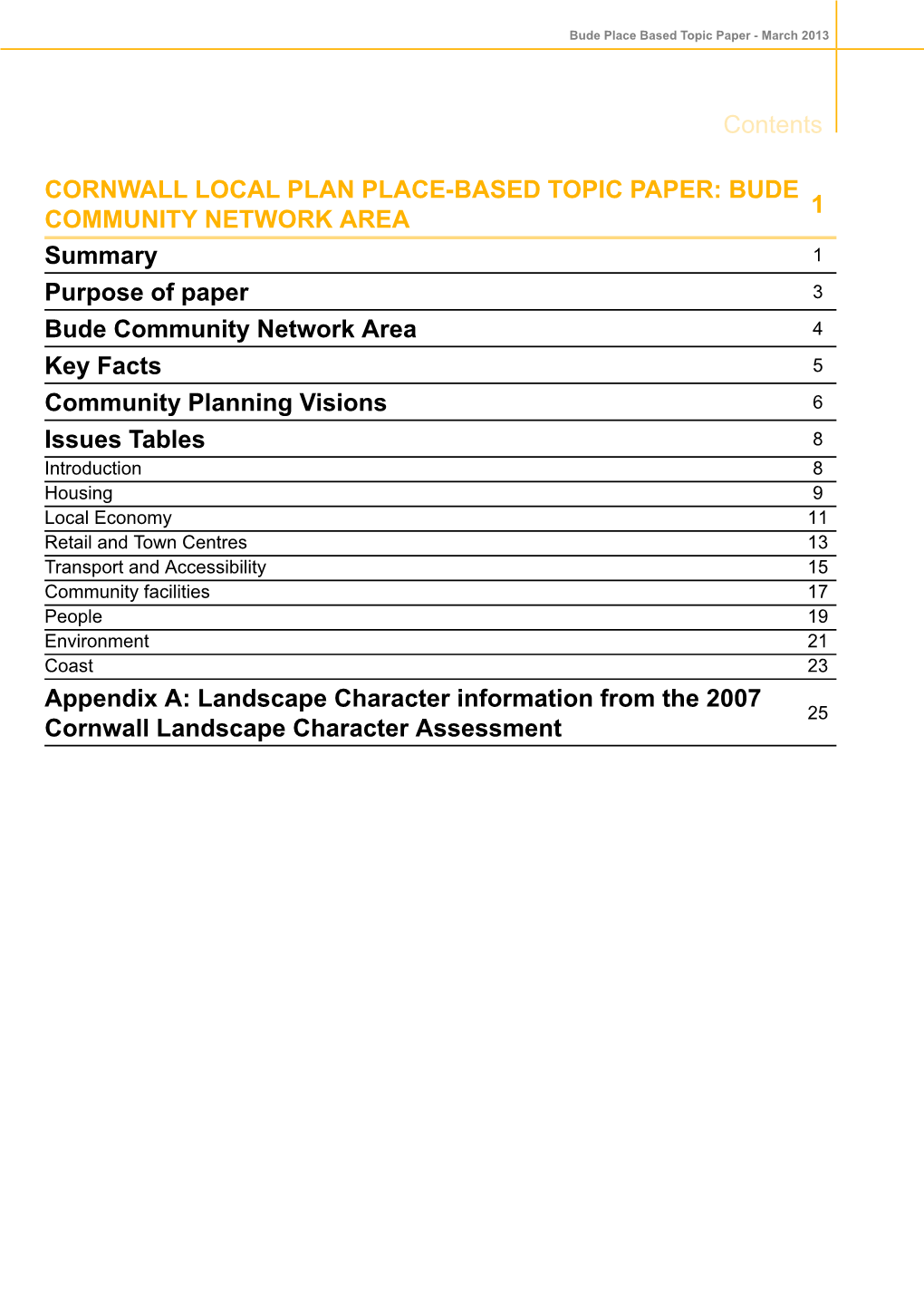 Bude Place Based Topic Paper - March 2013