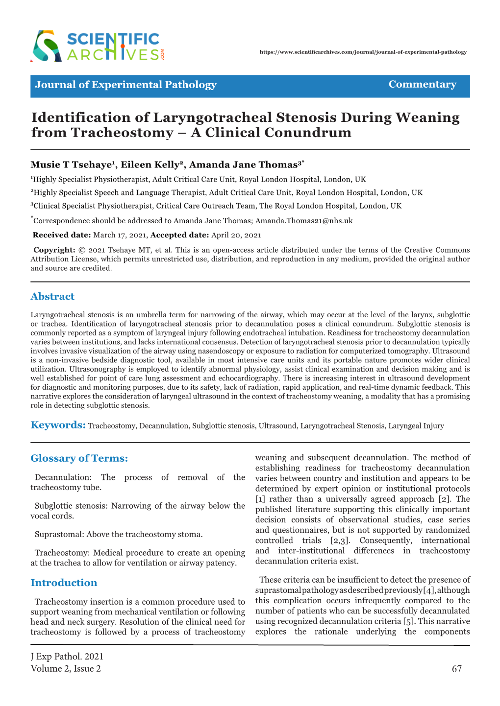 Identification of Laryngotracheal Stenosis During Weaning from Tracheostomy – a Clinical Conundrum