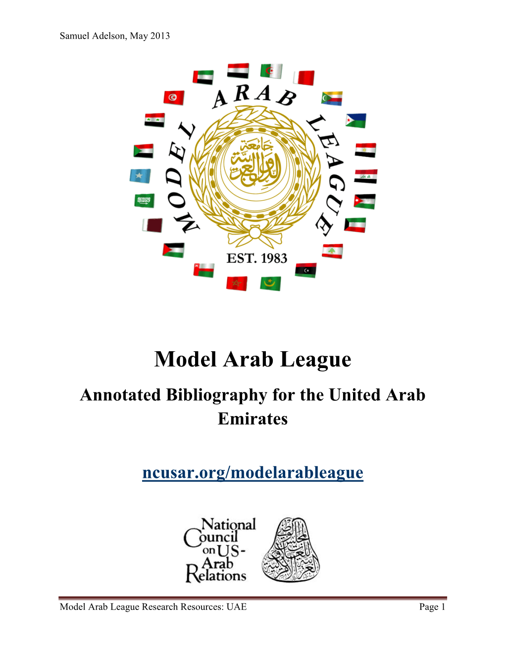Model Arab League Annotated Bibliography for the United Arab