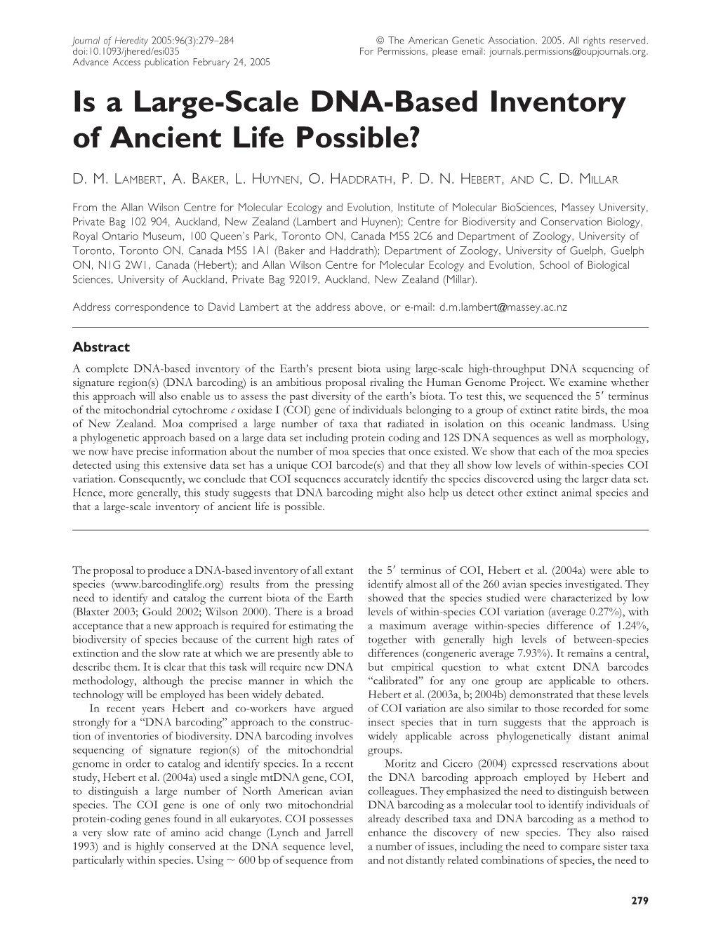 Is a Large-Scale DNA-Based Inventory of Ancient Life Possible?