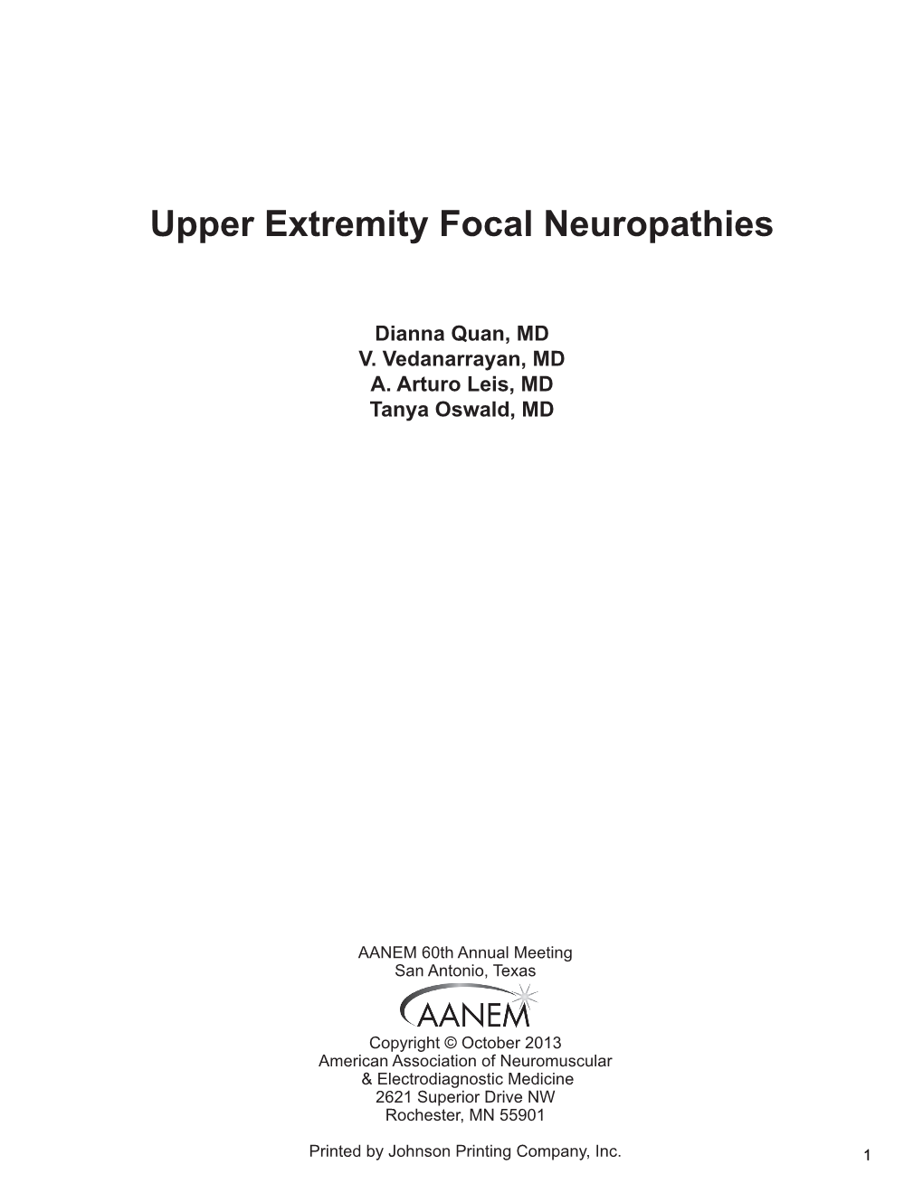 Upper Extremity Focal Neuropathies