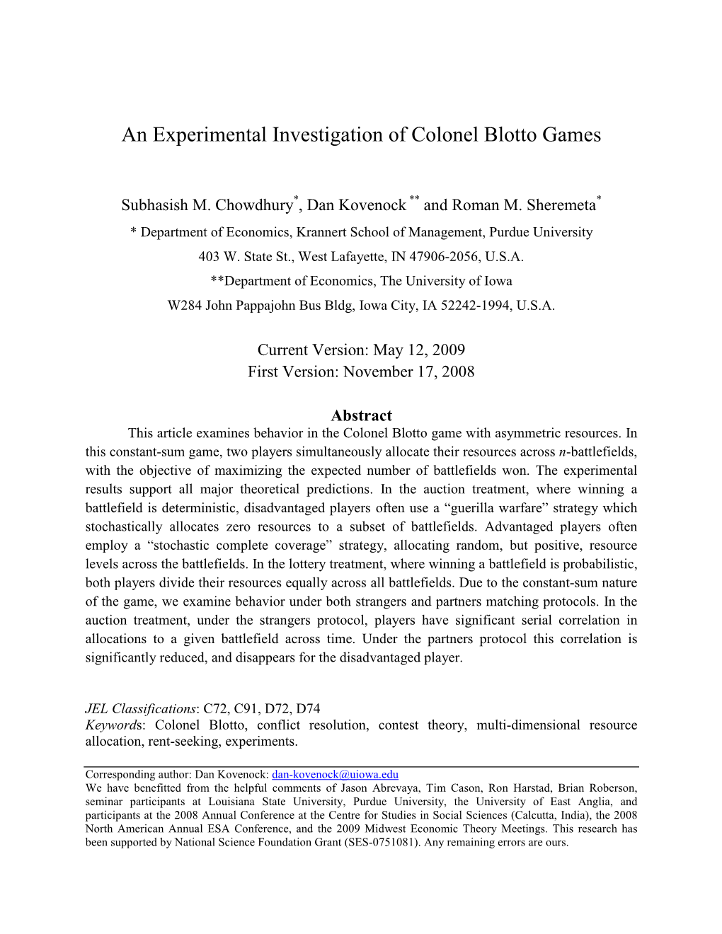 An Experimental Investigation of Colonel Blotto Games