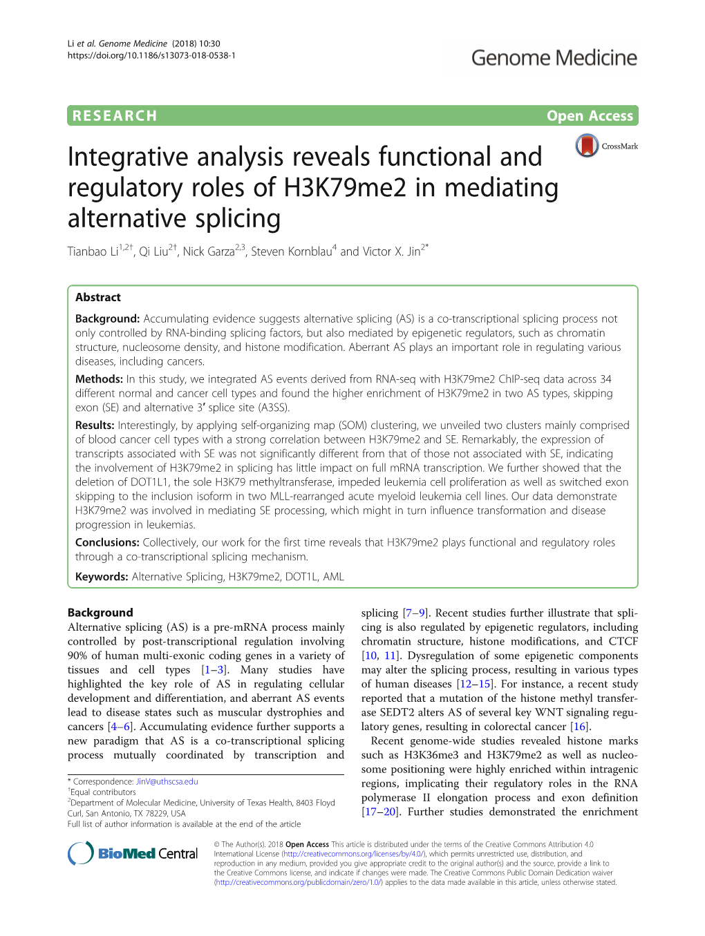 Integrative Analysis Reveals Functional and Regulatory Roles of H3k79me2