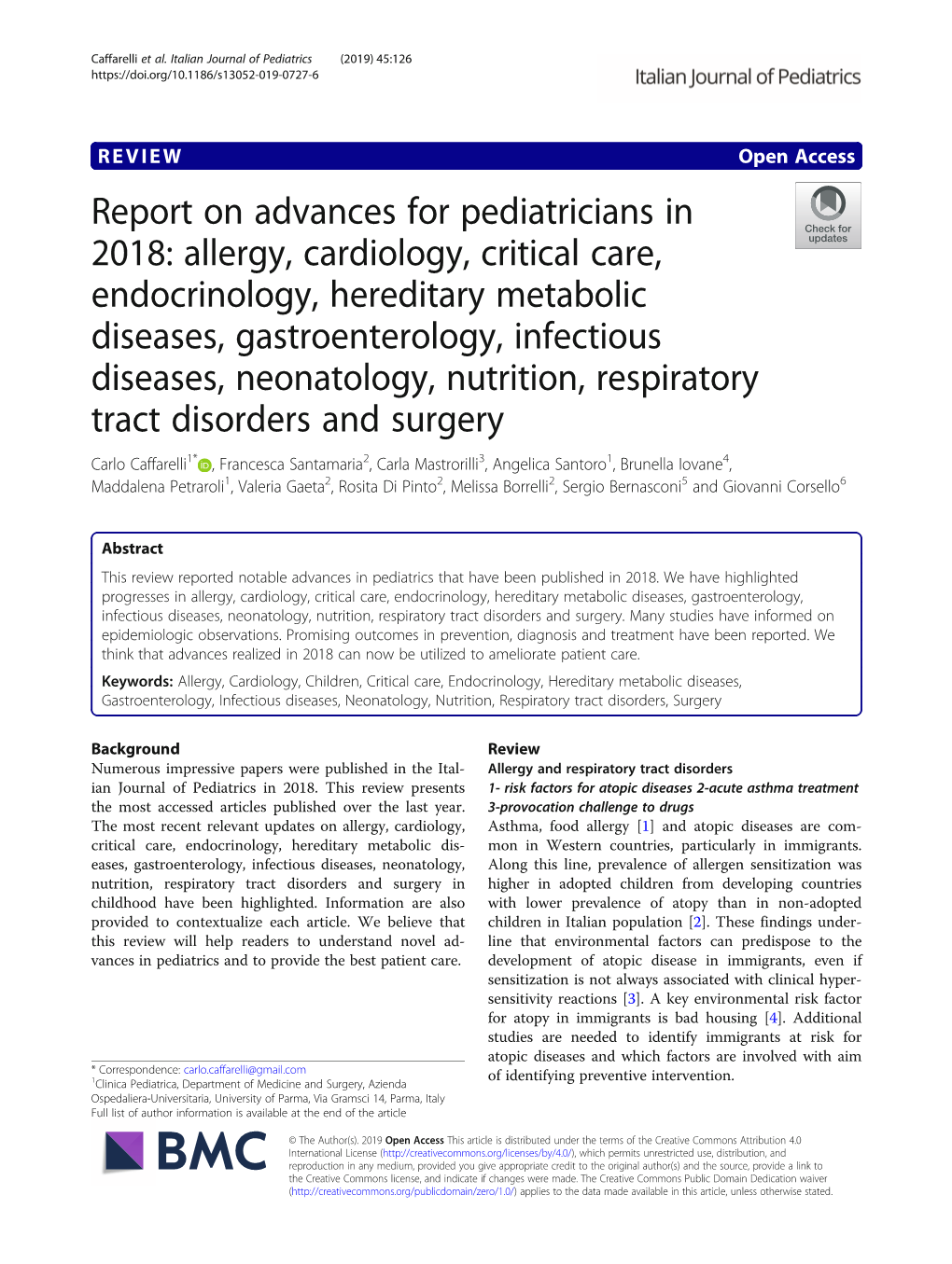 Report on Advances for Pediatricians In