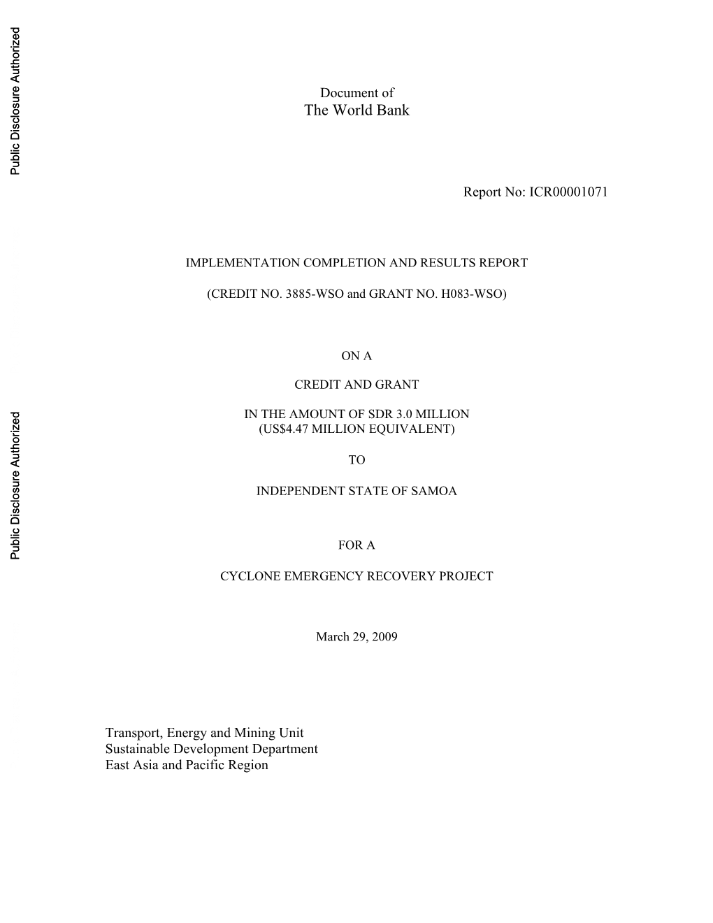 World Bank Document