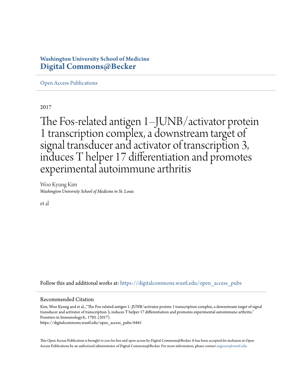 The Fos-Related Antigen 1–JUNB/Activator Protein 1
