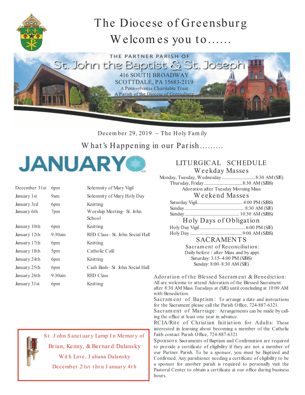 The Diocese of Greensburg Welcomes You To……