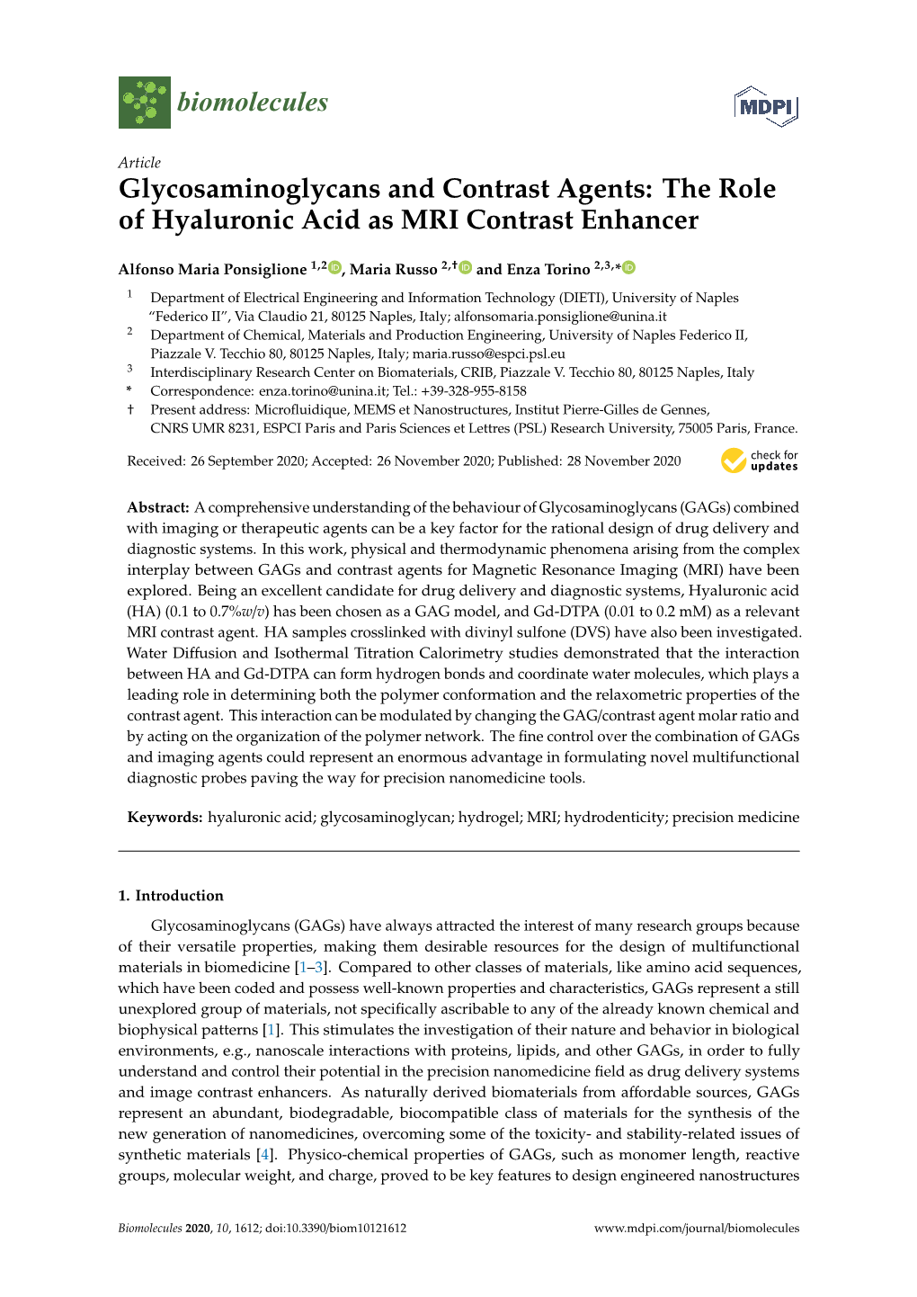 The Role of Hyaluronic Acid As MRI Contrast Enhancer