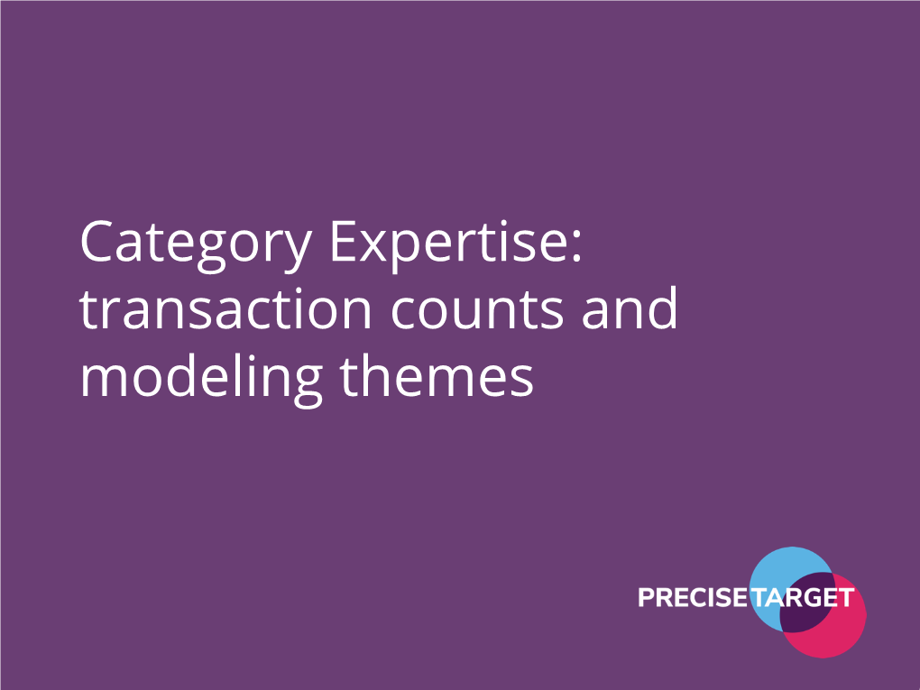Category Expertise: Transaction Counts and Modeling Themes Transaction Counts, People Counts, and Demographics Across