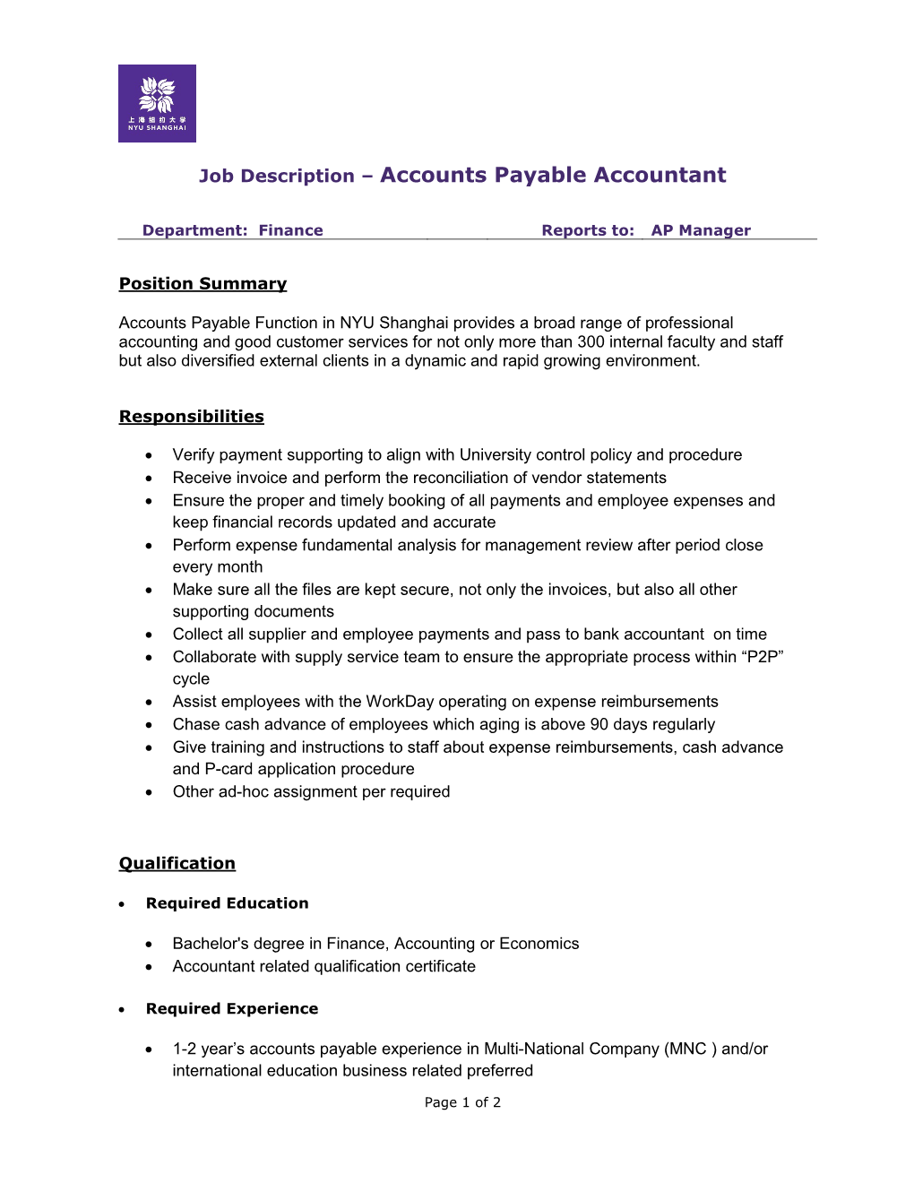 Accounts Payable Accountant