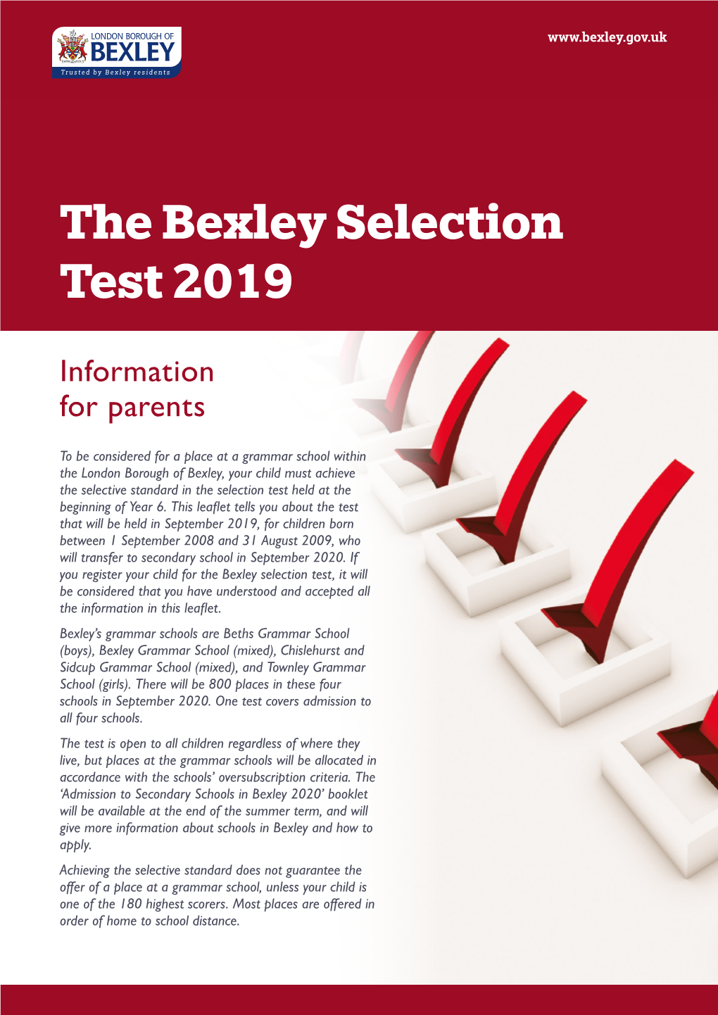 Information About the Bexley Selection Test 2019