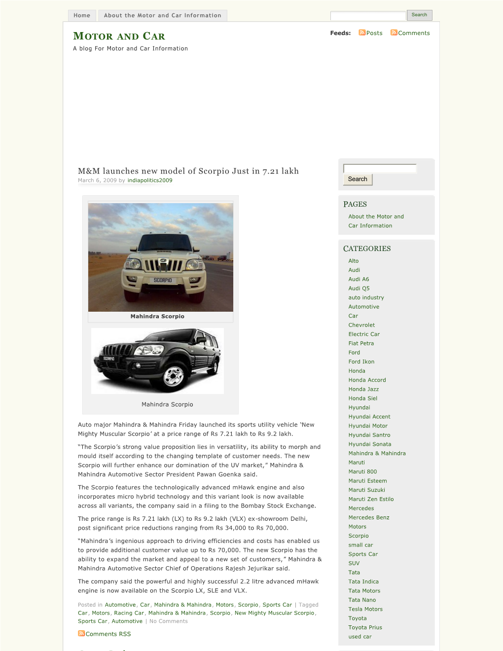 Motor and Car Information Search