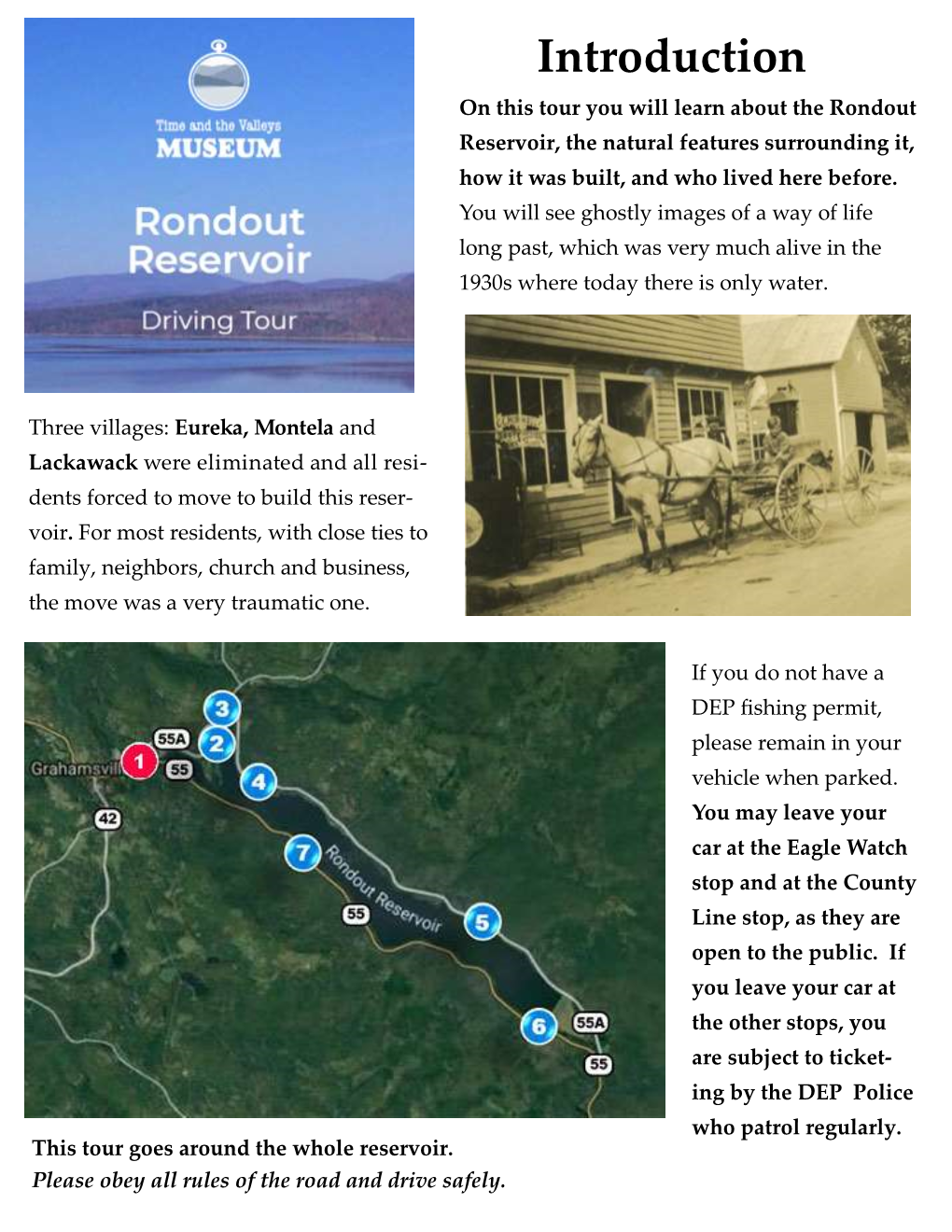 Introduction on This Tour You Will Learn About the Rondout Reservoir, the Natural Features Surrounding It, How It Was Built, and Who Lived Here Before