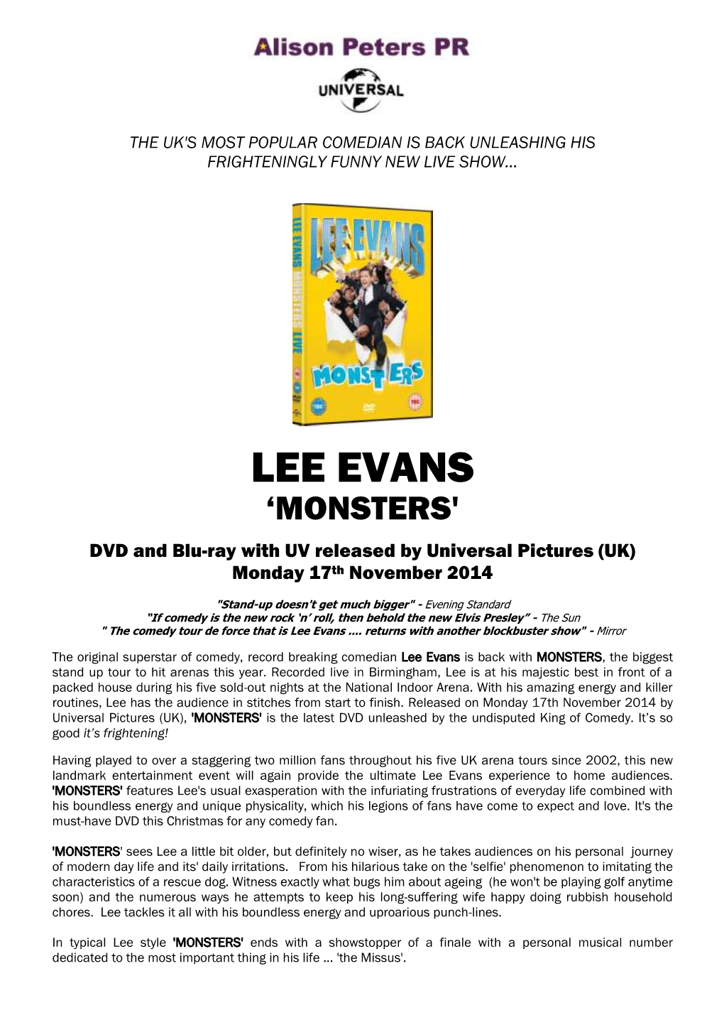 Lee Evans ‘Monsters'